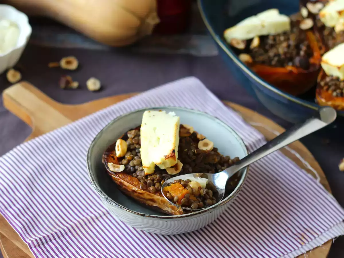 Butternut farcie aux lentilles et halloumi - photo 4