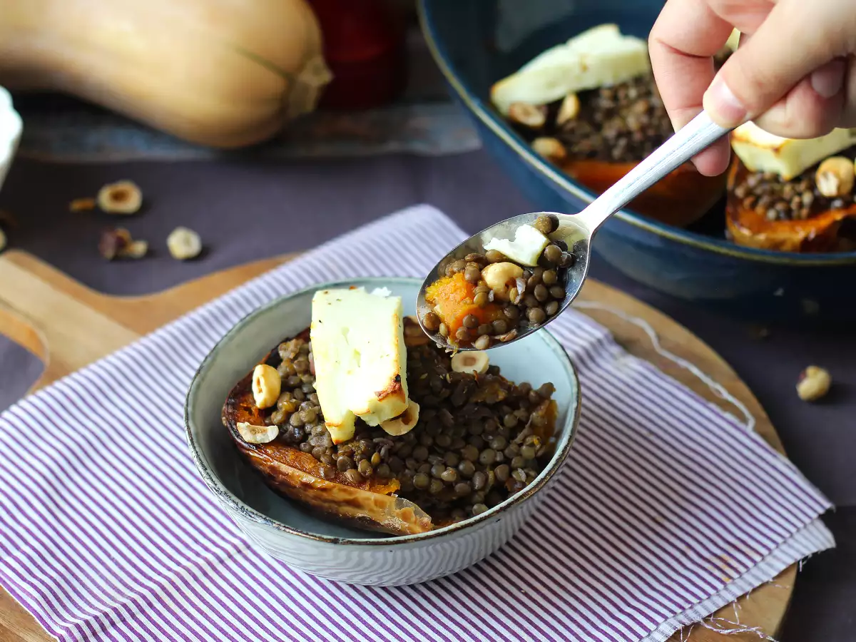 Butternut farcie aux lentilles et halloumi - photo 5