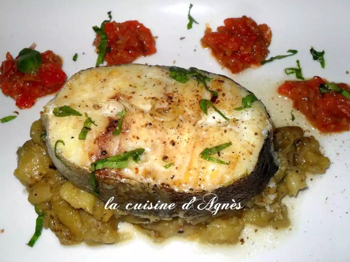 Cabillaud au caviar d'aubergine