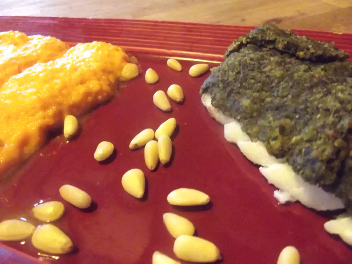 Cabillaud en croûte d'herbes et d'agrumes, mousseline de carottes à l'orange - photo 4