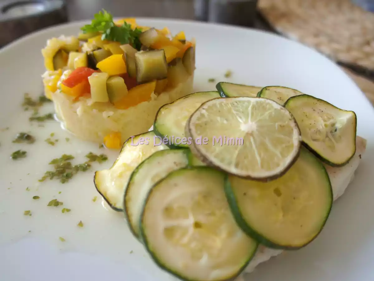 Cabillaud en Ecailles de Courgette et Galette de Légumes au Cumi - photo 2