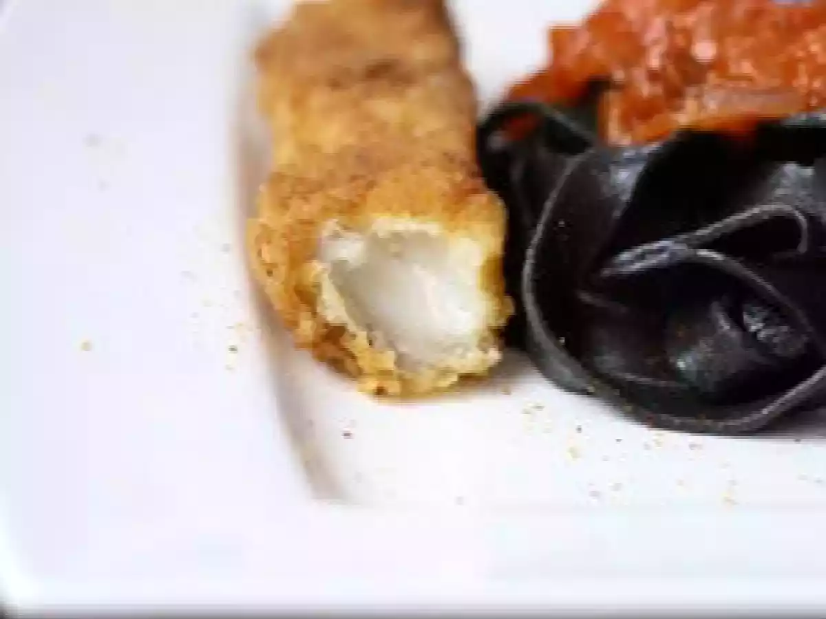 Cabillaud pané, chermoula de tomates et pâtes à l'encre de seiche - photo 2