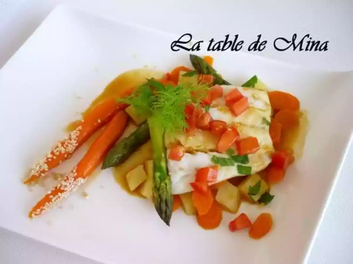 Cabillaud sur concassée de légumes, tout simple, tout vapeur