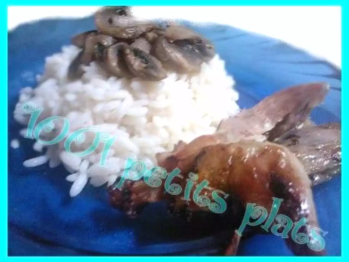 Caille au four et son riz au champignons... - photo 2