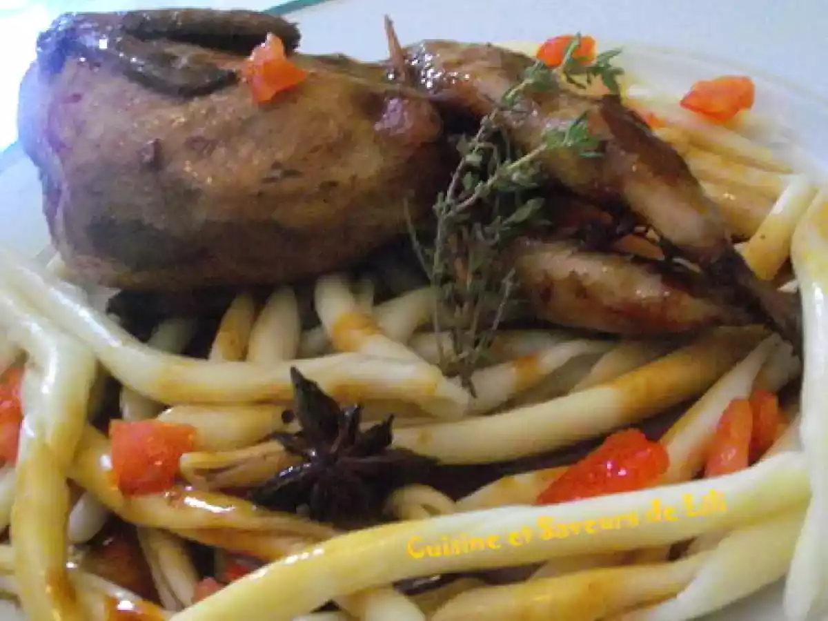 Cailles braisées au caramel de gingembre et sa farce à la vanille Bourbon