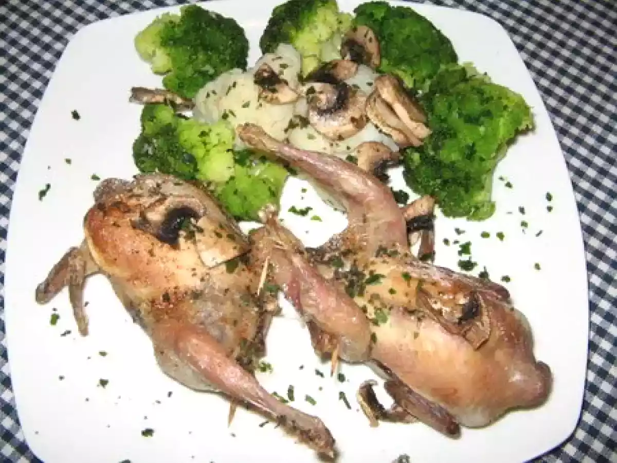 Cailles farcies aux champignons light