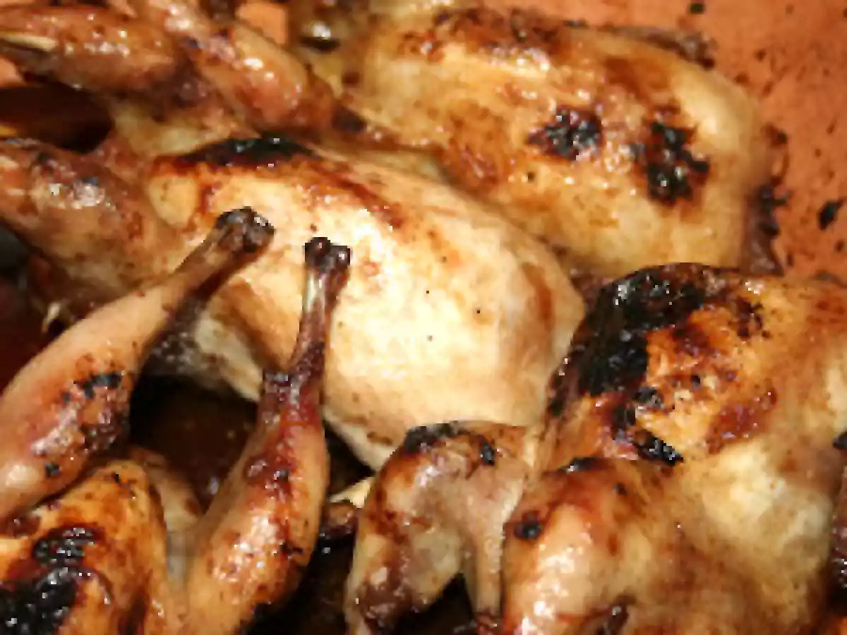 CAILLES ROTIES AU SIROP D'ERABLE ET AU GINGEMBRE