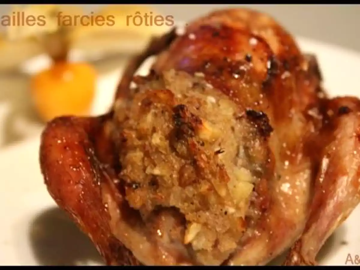 ** Cailles rôties (four) au miel et farcies aux cèpes et aux marrons ** - photo 2