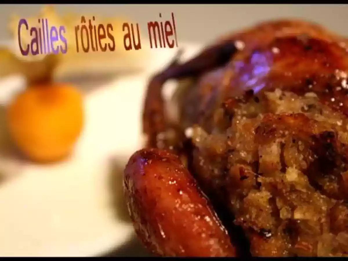 ** Cailles rôties (four) au miel et farcies aux cèpes et aux marrons ** - photo 3
