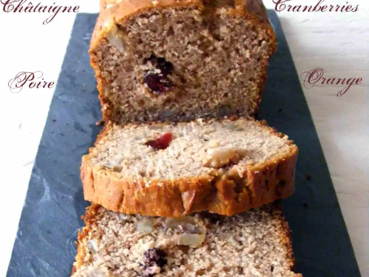 Cake à la châtaigne, aux écorces d?oranges confites et fruits séchés