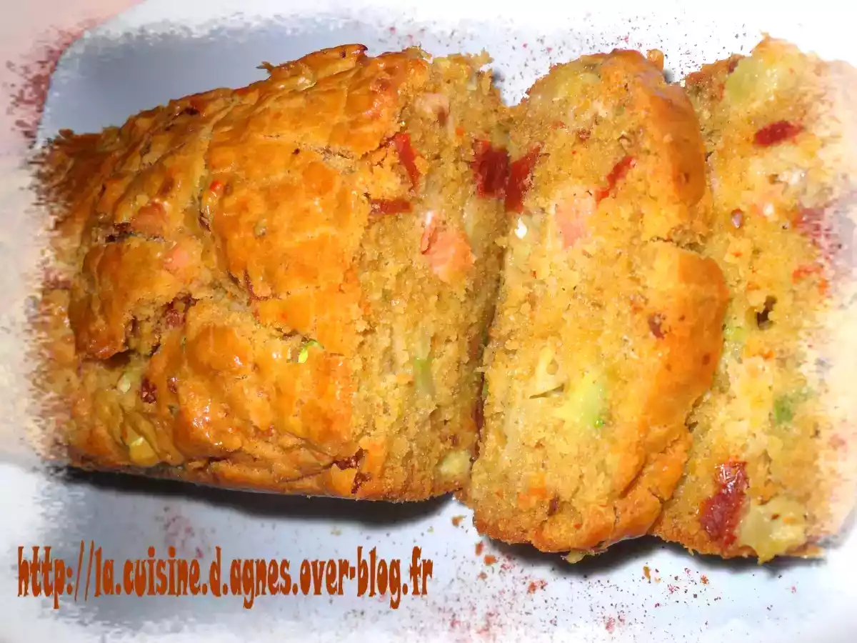 Cake au saumon, courgette au pesto