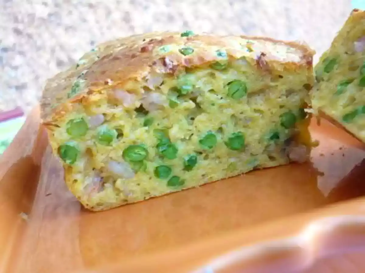 Cake aux petits pois, crevettes et sa pointe de curry