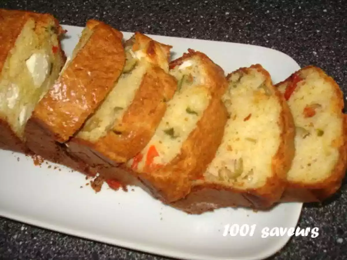 Cake poivrons, feta et olives