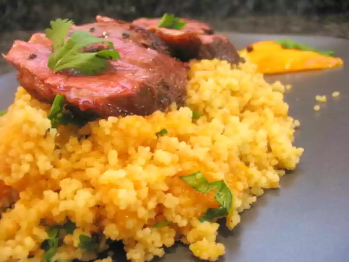Canard au miel, couscous mangue et coriandre - photo 3