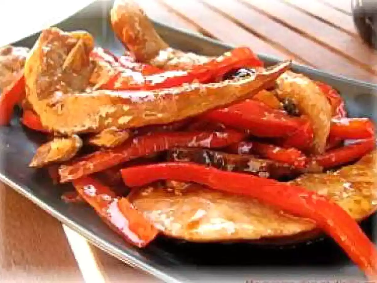 Canard aux champignons et aux poivrons