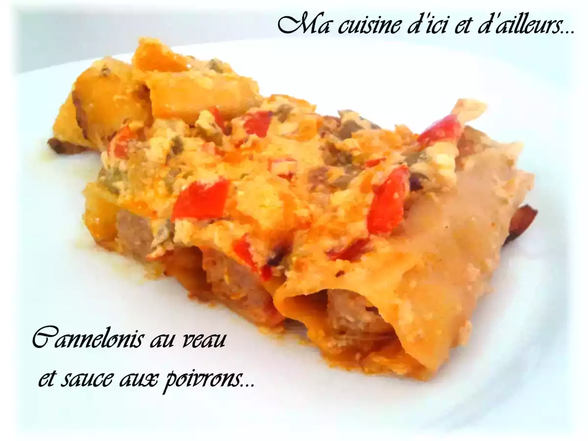 Cannelloni au veau, sauce aux poivrons