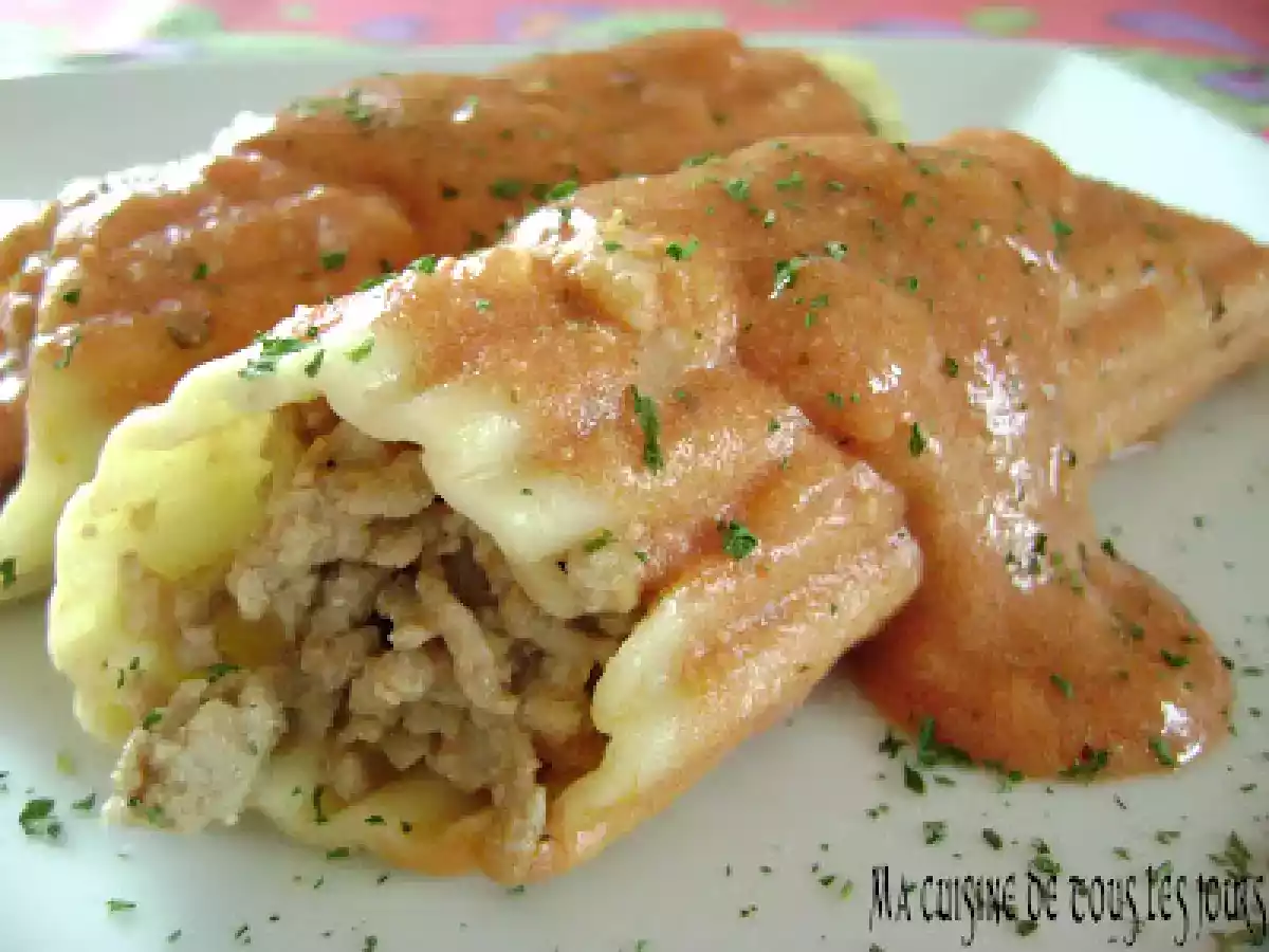 Cannellonis au veau, sauce rosée:Quel délice!