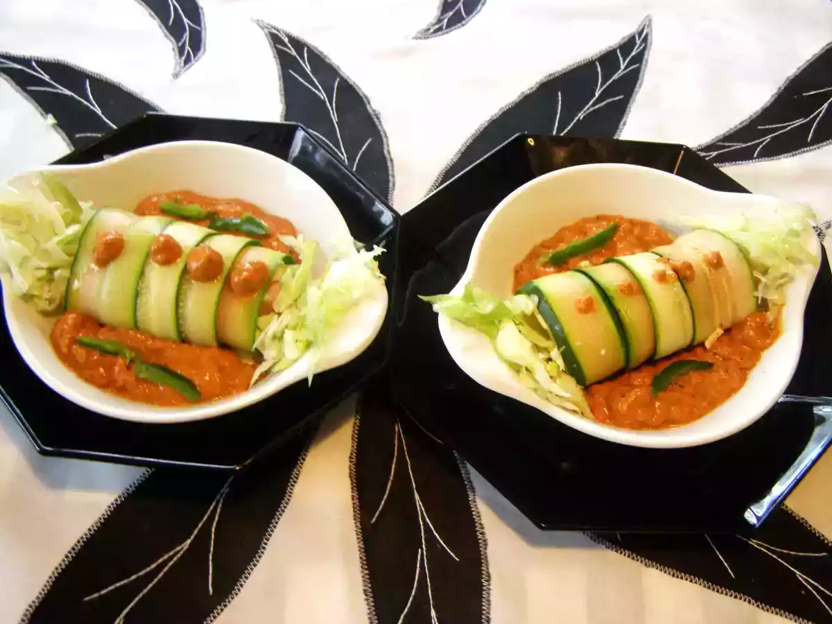 Cannellonis de courgettes au fromage et jambon.