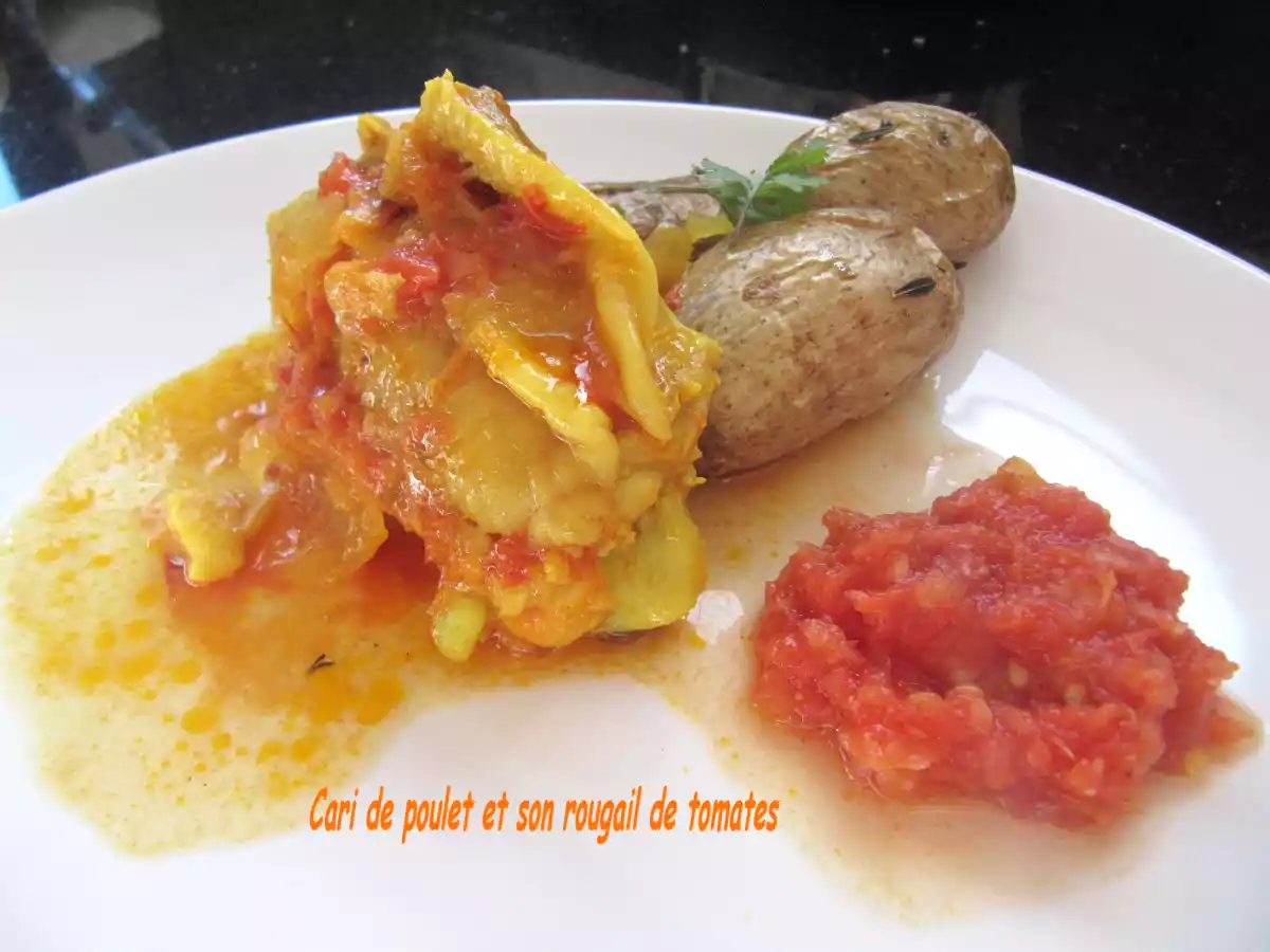 CARI DE POULET ET SON ROUGAIL DE TOMATES