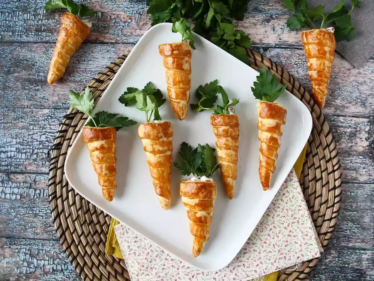 Carottes feuilletées trop mignonnes pour l'apéro de Pâques: fromage de chèvre et tomates séchées - photo 4