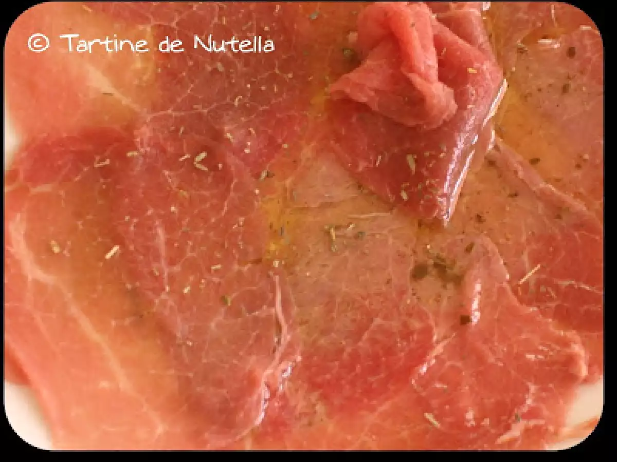 Carpaccio de Boeuf marinade huile d'olive/citron/herbes de provence et ses potatoes cubes - photo 2