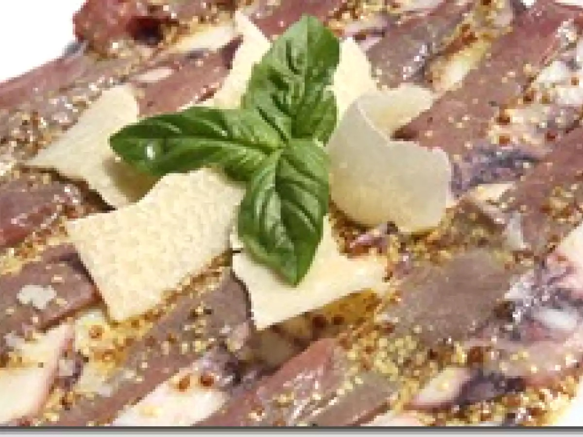 Carpaccio Terre et Mer, Vinaigrette aux Graines de Moutarde et Copeaux de Parmesan - photo 3