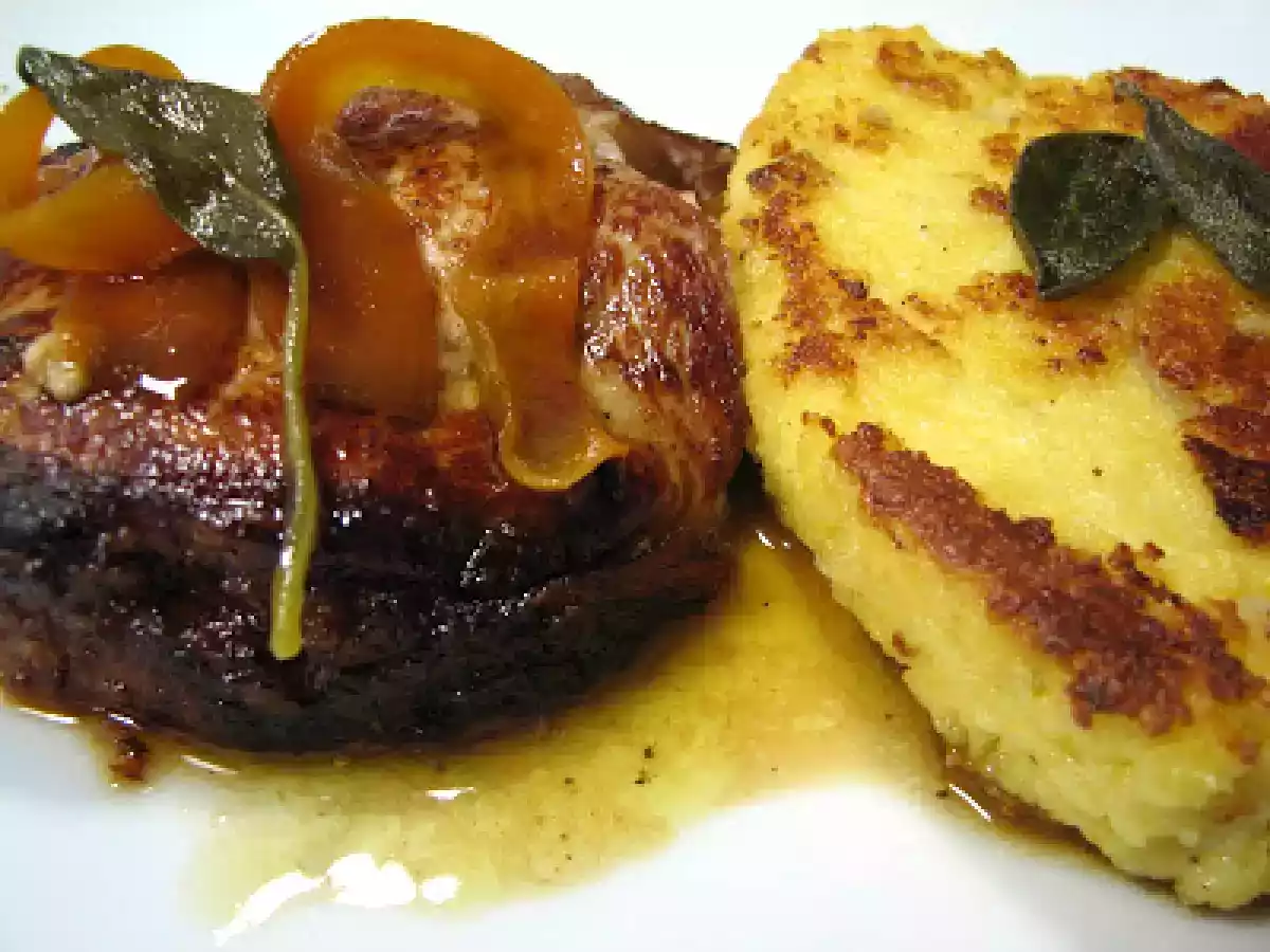 Carré de porc au vin blanc accompagné de Polenta façon Risotto au lait de sauge ... - photo 3