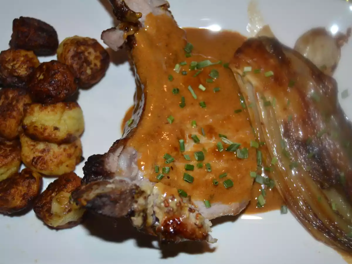 Carré de Porc aux deux Moutardes et endives
