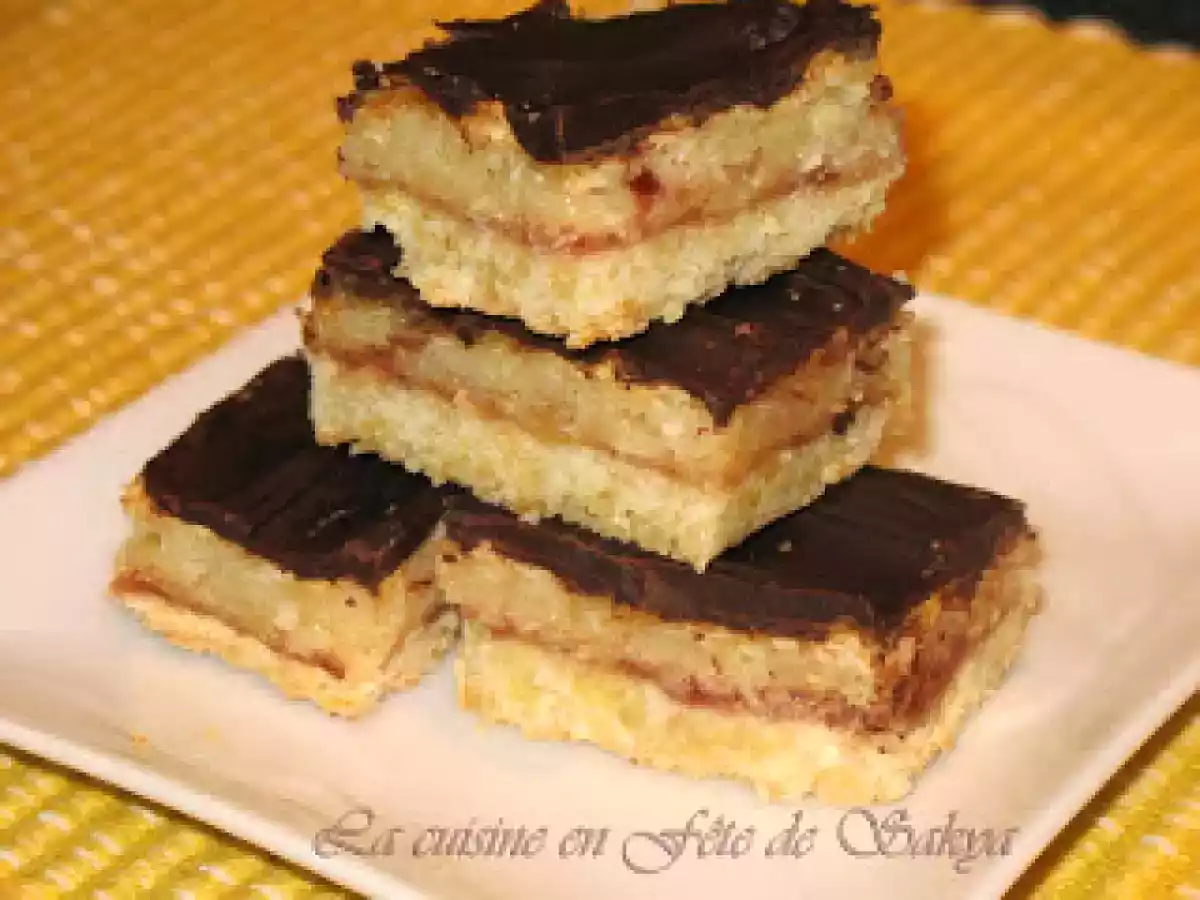 Carrés au Chocolat, Noix de Coco et Framboises