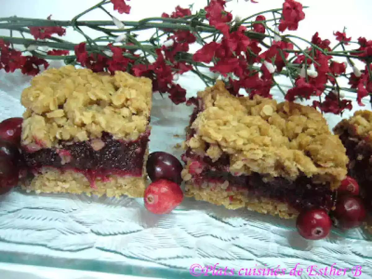 Carrés aux canneberges fraîches