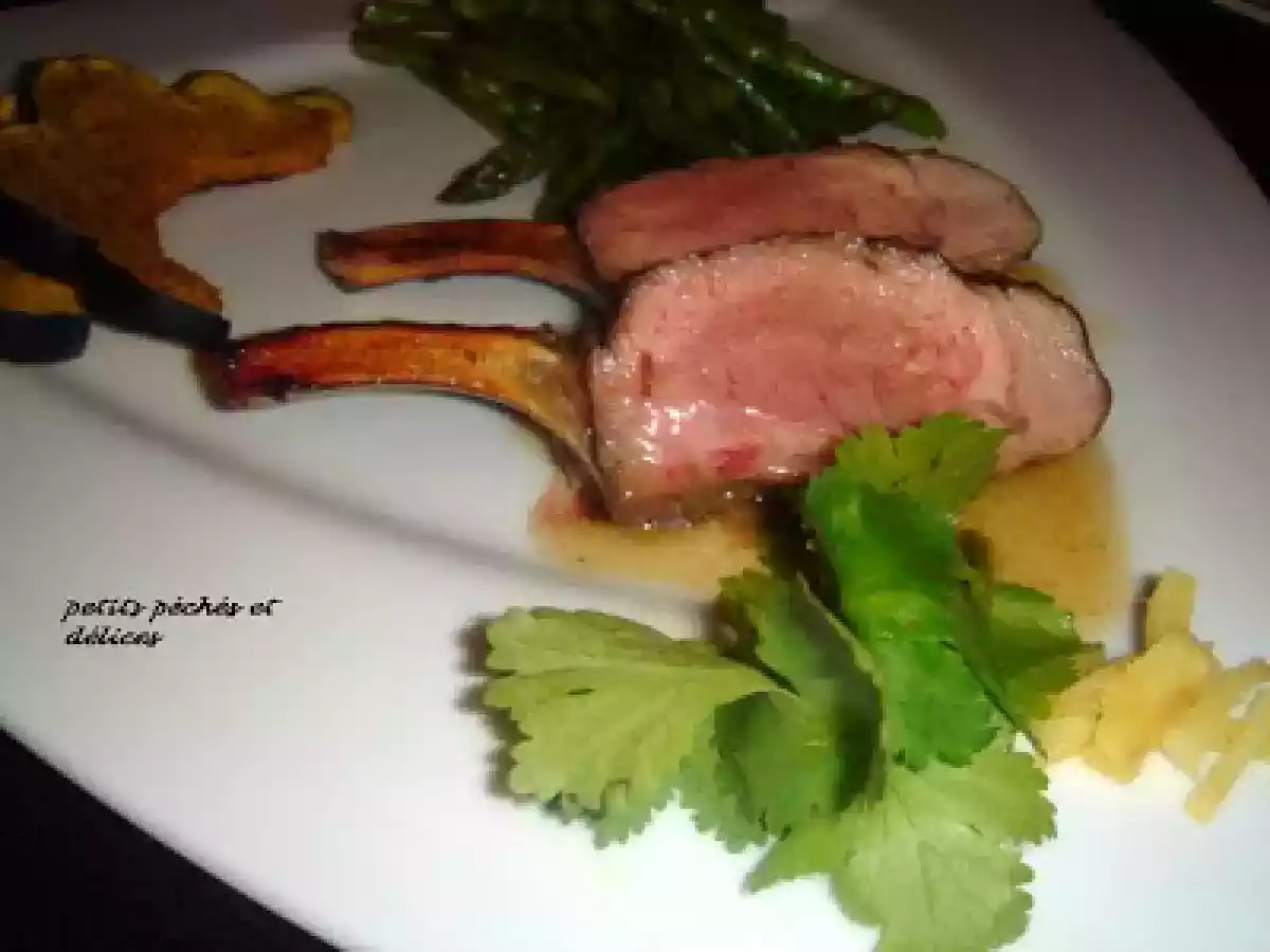 Carrés d'agneau au miel, gingembre, coriandre