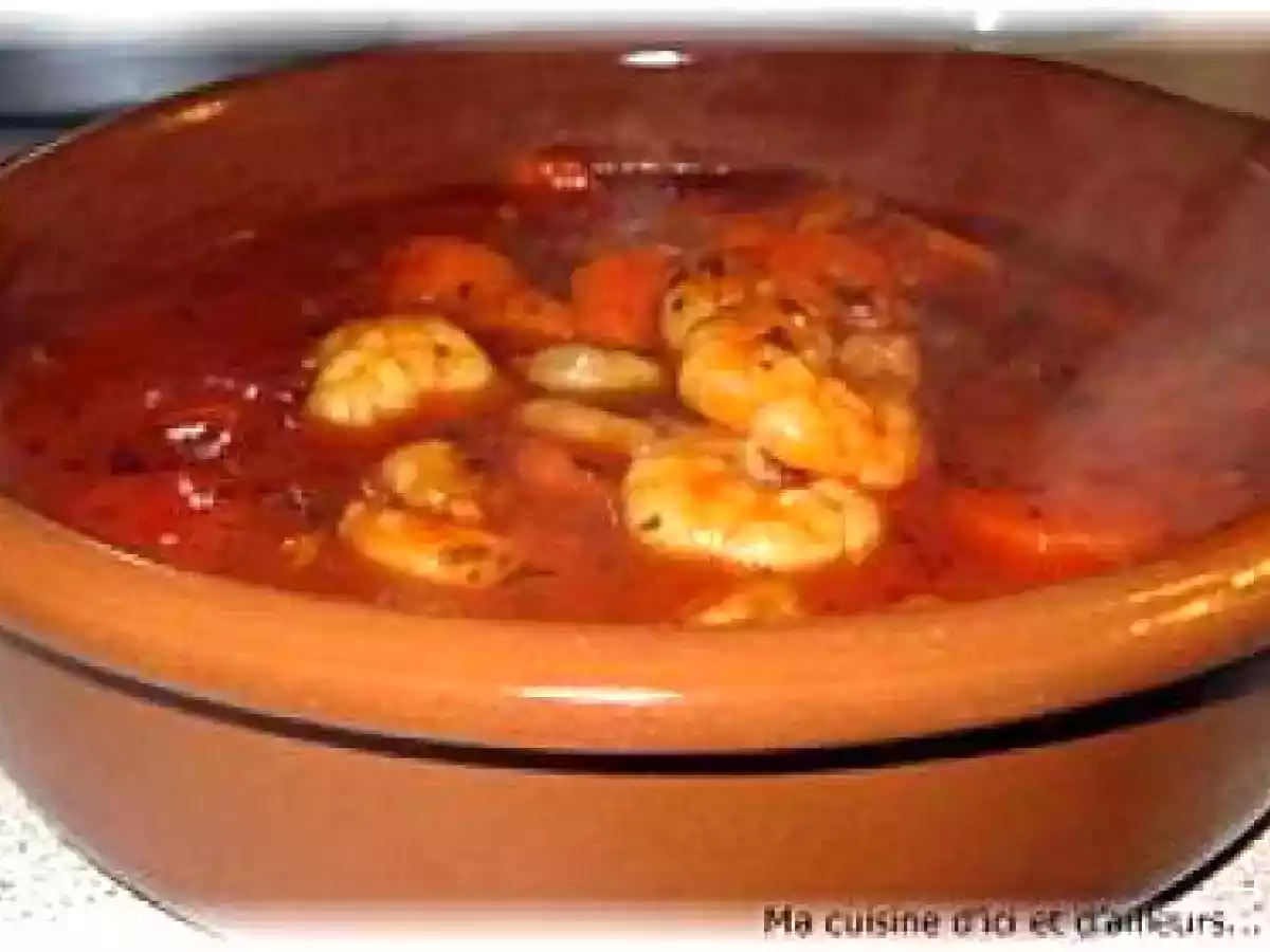 Cassolette de crevettes aux aromates