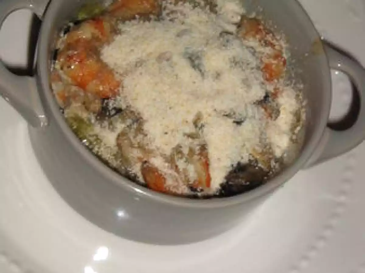 Cassolette de crevettes et poireaux