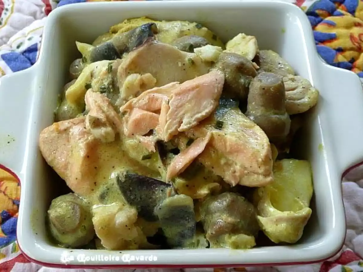 Cassolette de trio de poissons aux carottes et créme curry