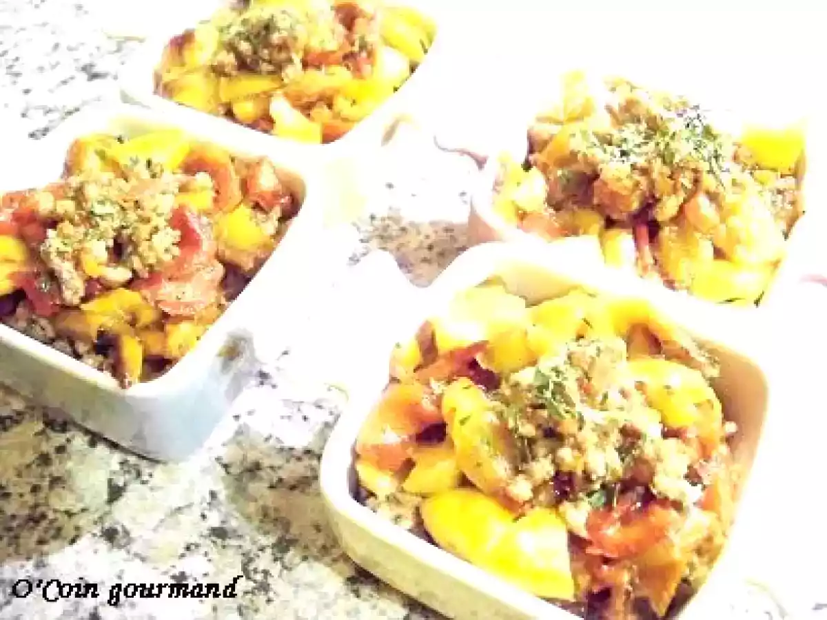 Cassolettes de boeuf épicé & poivrons