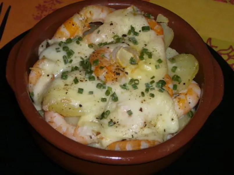 Cassolettes de crevettes aux pommes de terre et au fromage
