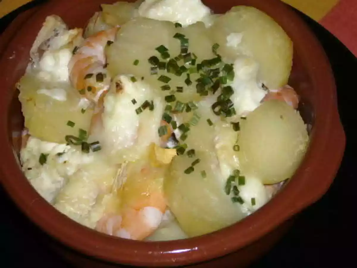 Cassolettes de crevettes aux pommes de terre et au fromage - photo 2