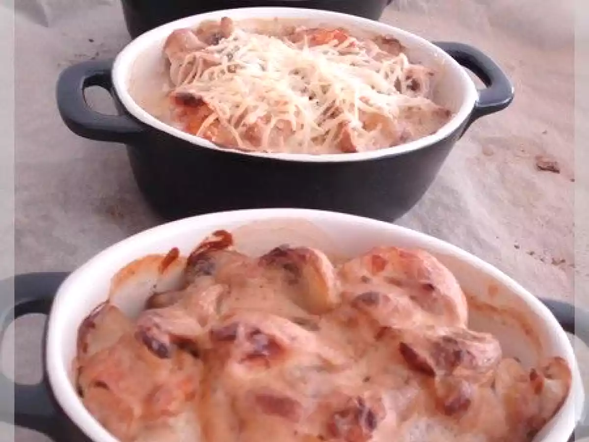 Cassolettes de crevettes et cabillaud