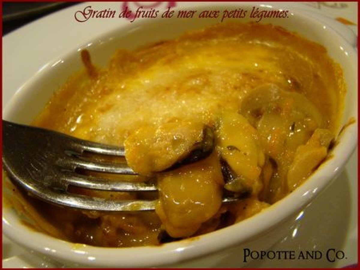 Cassolettes de gratin de fruits de mer aux petits légumes Recette