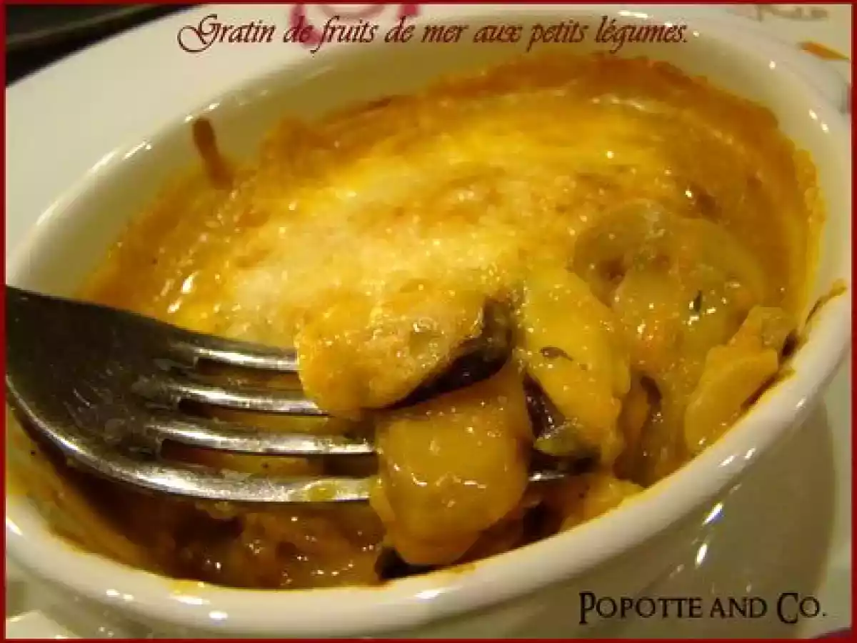 Cassolettes de gratin de fruits de mer aux petits légumes