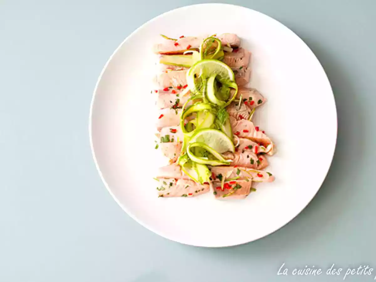 Ceviche de saumon et tagliatelles d'asperges