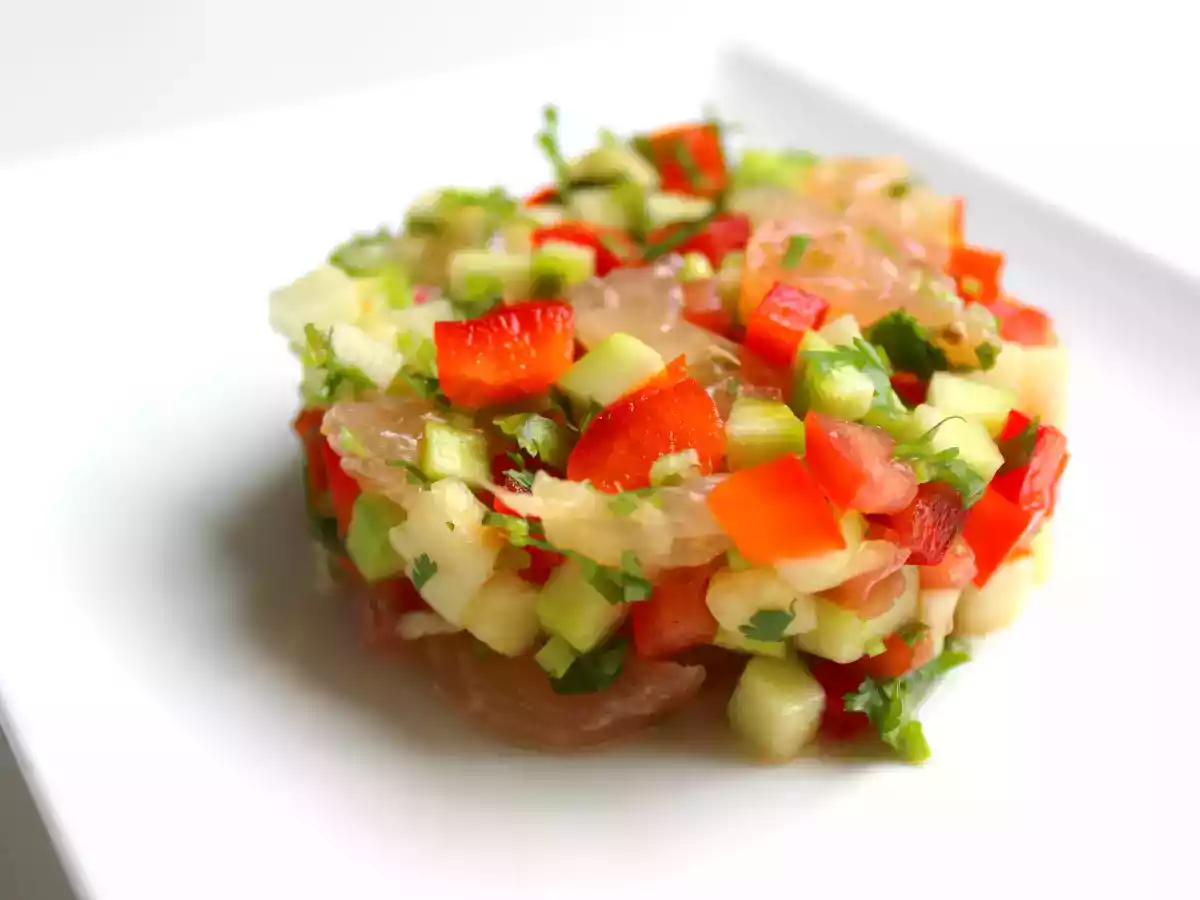 Ceviche vegetarien aux suprêmes de pamplemousse