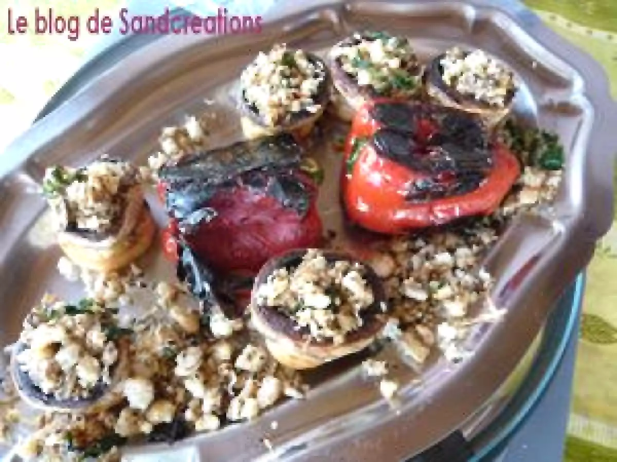 Champignons aux crevettes à la plancha