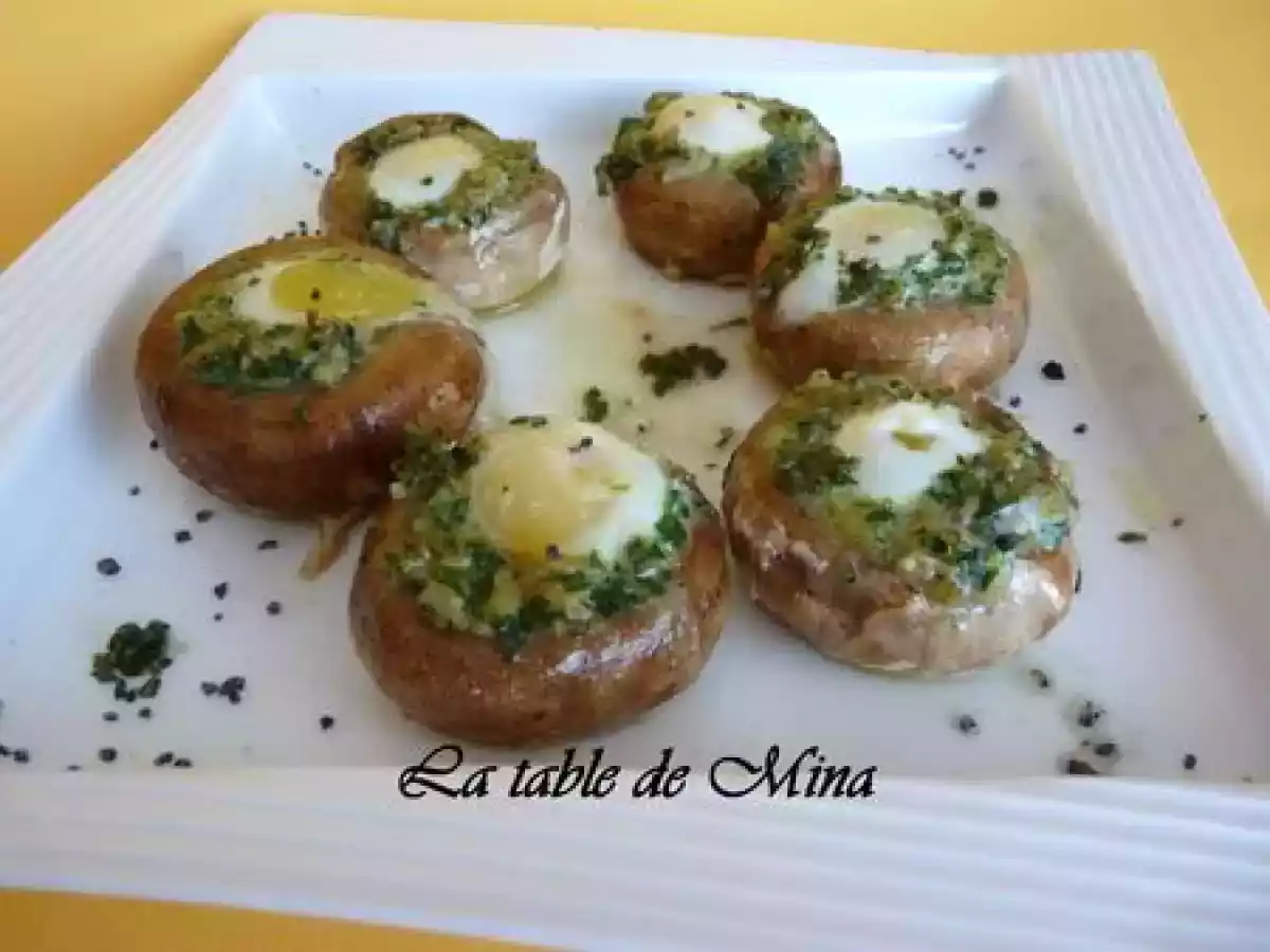 Champignons farcis au beurre persillé et oeufs de cailles - photo 2