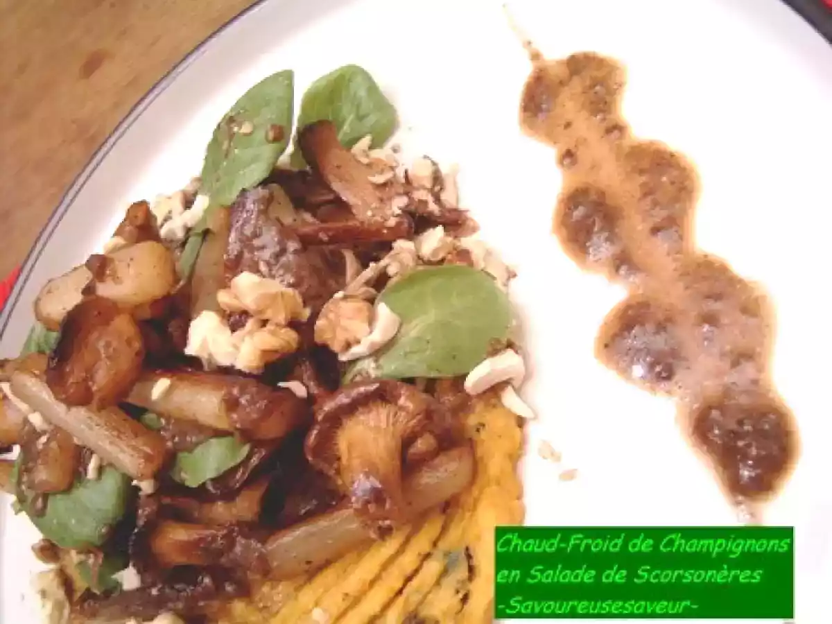 Chaud-Froid de Champignons en Salade de Scorsonères