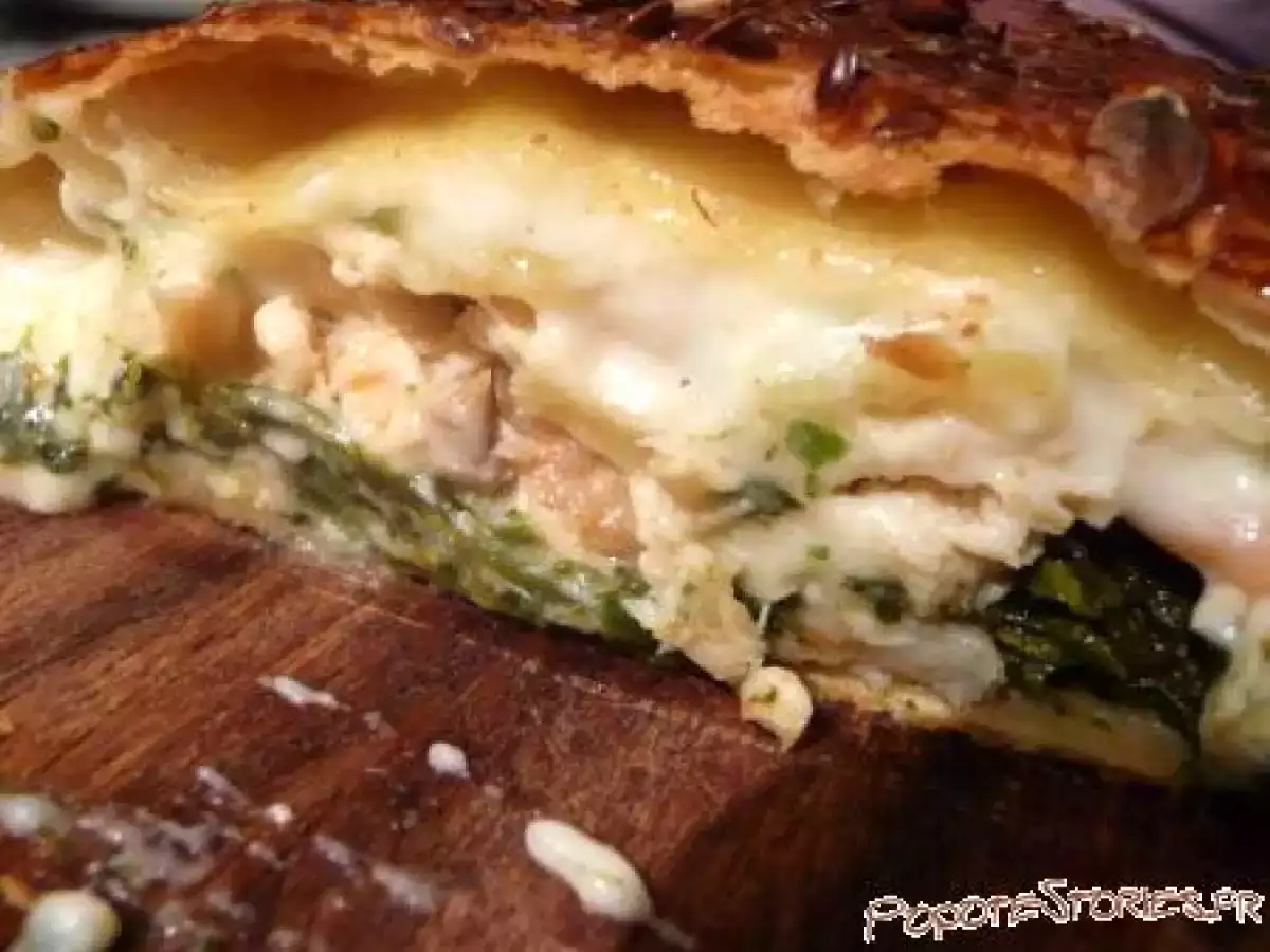 CHAUSSON FEUILLETE AUX GRAINES SAUMON CREVETTES EPINARDS - photo 2