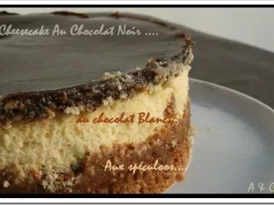 Cheesecake au chocolat noir, au chocolat blanc et son miroir de caramel au beurre