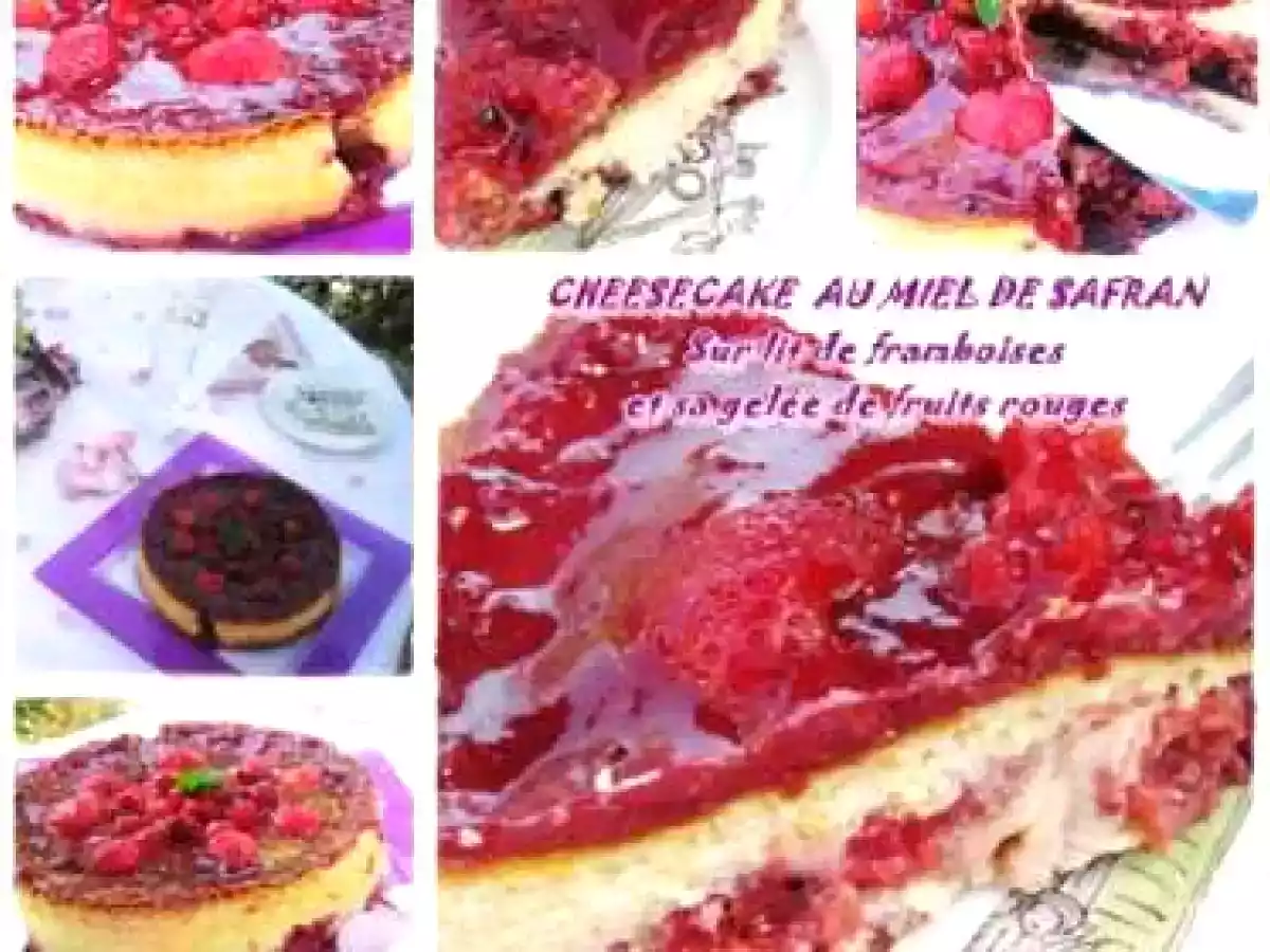 Cheesecake au miel de safran sur lit de framboise et gelée de fr - photo 3