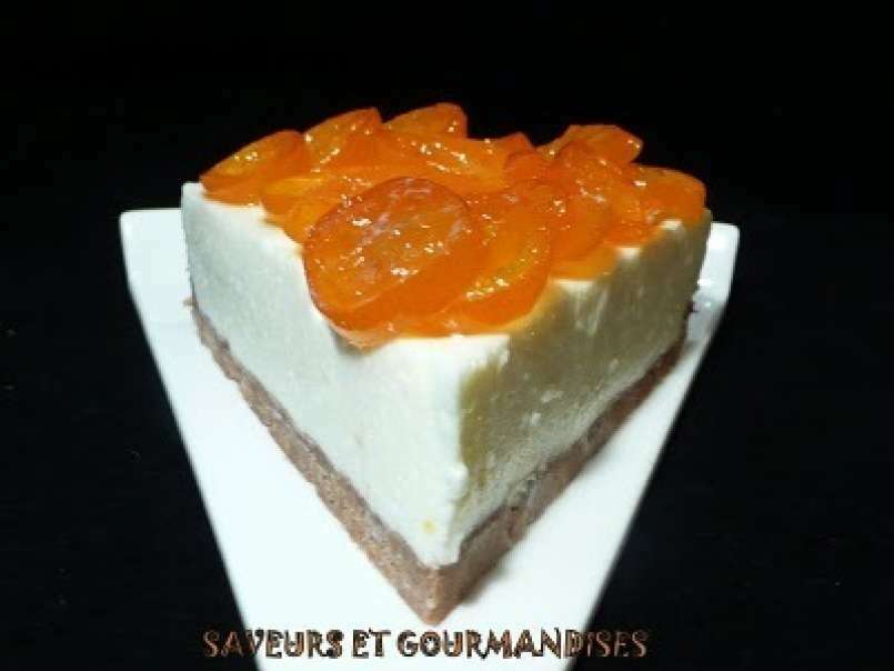 Cheesecake aux kumquats confits.