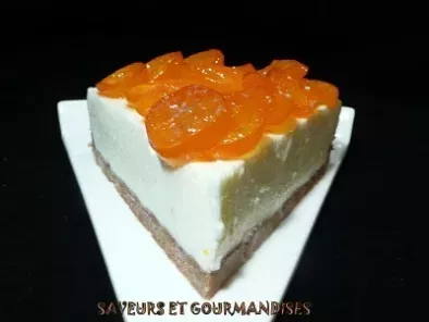 Cheesecake aux kumquats confits.